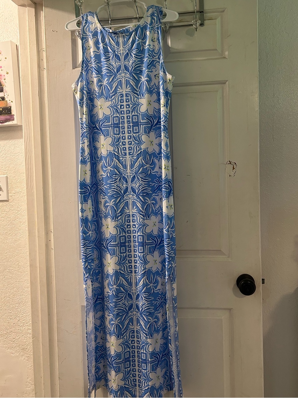Lilly Pulitzer Blue and White Floral Maxi Dress - Picture 1 of 3